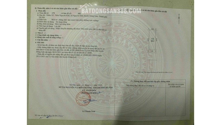  Bán đất đấu giá X5 Nguyên Khê Đông Anh - 88m - Mặt đường 15m